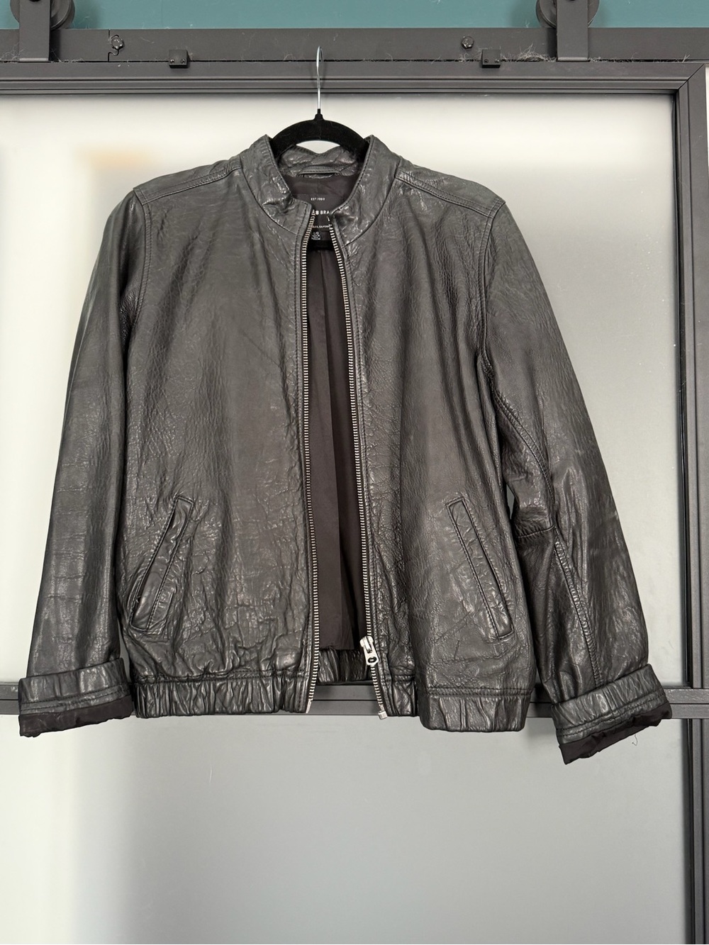 Lucky Brand Black Leather Bomber Jacket